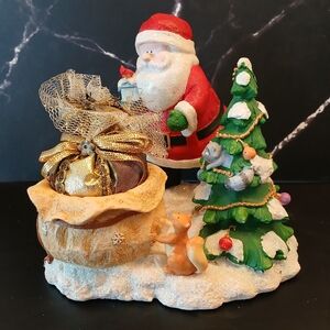 Russ Berrie Santa's Village Figurine, "Warm Holiday Wishes" Hand Painted
